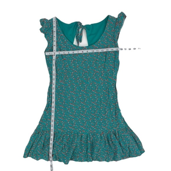 I LOVE H81 Aquamarine Red Heart Short Sleeve Ruffled Dress Size Medium Women’s - Picture 4 of 6